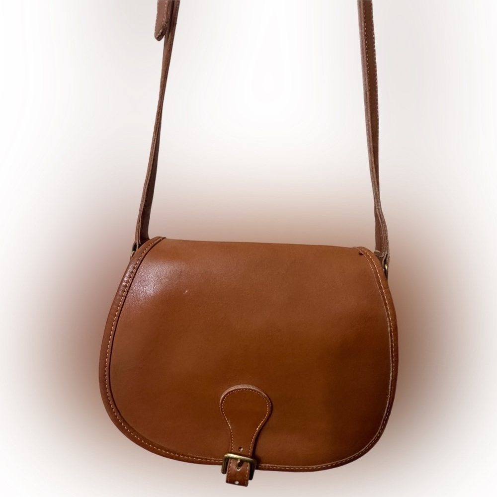 RARE Vintage Coach Saddle Bag Tan Leather Crossbody Bag - Picture 3 of 9